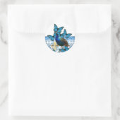 孔雀かわいらしと青蝶 ラウンドシール (バッグ)