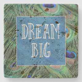 孔雀かわいらしの羽 ストーンコースター