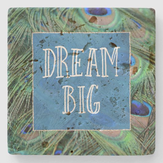 孔雀かわいらしの羽 ストーンコースター (正面)