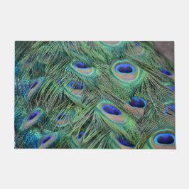 孔雀かわいらしの羽 ドアマット