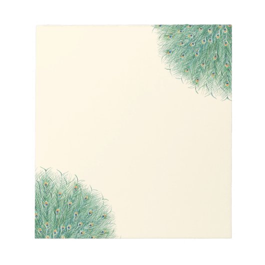 孔雀かわいらしの羽 ノートパッド (正面)