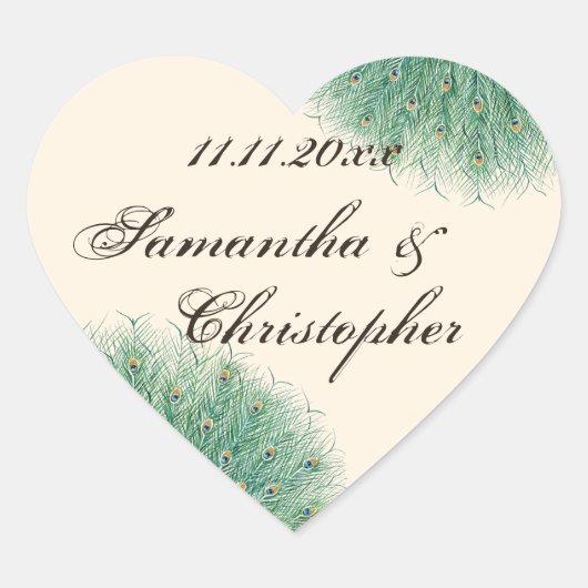 孔雀かわいらしの羽 ハートシール (正面)