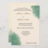 孔雀かわいらしの羽 招待状 (正面/裏面)