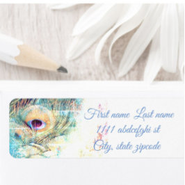 孔雀かわいらし差出人住所ラベルとして ラベル