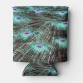 孔雀かわいらし羽の写真 缶クーラー (正面)