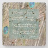 孔雀かわいらし羽の夢の詩 ストーンコースター (正面)