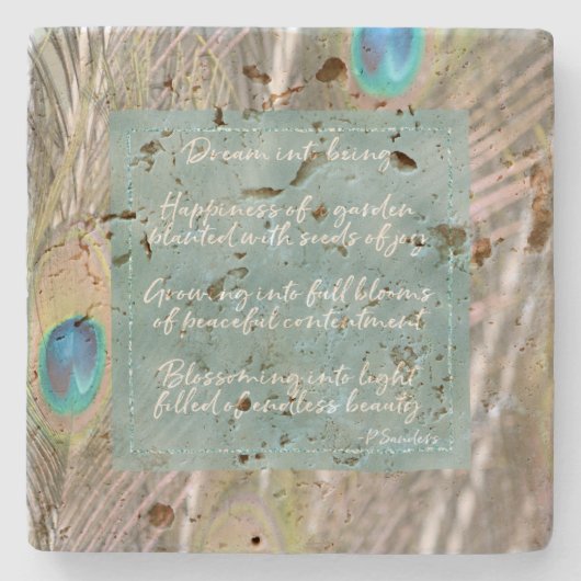 孔雀かわいらし羽の夢の詩 ストーンコースター (正面)