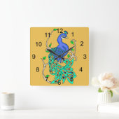 孔雀かわいらし角壁時計 スクエア壁時計 (ホーム)