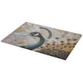 孔雀かわいらし金ゴールドクリスマス カッティングボード (角)