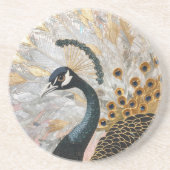 孔雀かわいらし金ゴールドクリスマス コースター (正面)