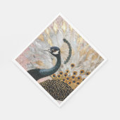 孔雀かわいらし金ゴールドクリスマス スタンダードランチョンナプキン (角)