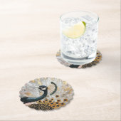 孔雀かわいらし金ゴールドクリスマス ペーパーコースター (インサイチュ)