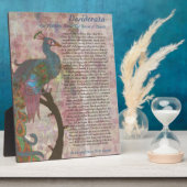 孔雀がデシデラータの詩を指し示す フォトプラーク (側面)