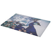 孔雀が付いている花の背景 カッティングボード (角)