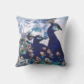 孔雀が付いている花の背景 クッション (裏面)