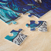 孔雀が付いている花の背景 ジグソーパズル (側面)