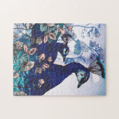 孔雀が付いている花の背景 ジグソーパズル (横)