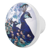 孔雀が付いている花の背景 セラミックノブ (右)