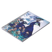 孔雀が付いている花の背景 ノートブック (左側)