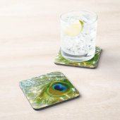 孔雀きらめく羽コルクコースター コースター (右側)