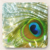 孔雀きらめく羽コルクコースター コースター (正面)