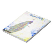 孔雀とアジサイパーソナライズされた ノートパッド (回転)