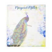 孔雀とアジサイパーソナライズされた ノートパッド (正面)