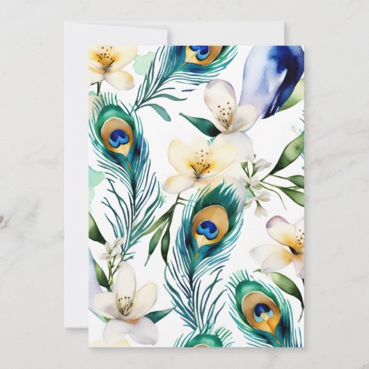 孔雀とジャスミンのインディアン結婚式の日付を保存 招待状 (裏面)