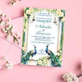 孔雀とジャスミンインディアン婚約テンプレート 招待状