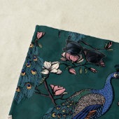 孔雀とスタイリッシュ花花花花花嫁ティール(緑がかった色) ビーチタオル (インサイチュ)