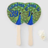 孔雀とテキスト ハンドファン (正面&裏面)