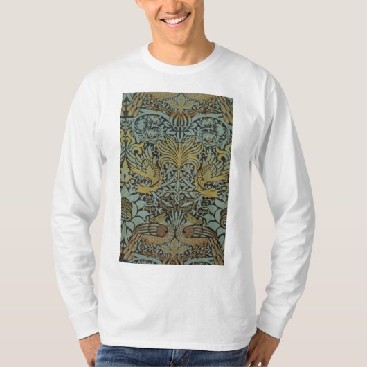孔雀とドラゴン (ウィリアム・モリス作) Tシャツ (正面)