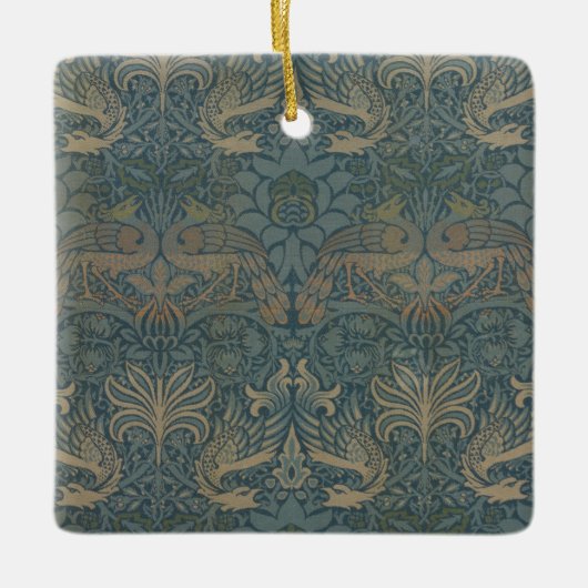 孔雀とドラゴンbyウィリアム・モリス セラミックオーナメント (正面)