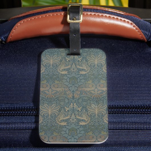 孔雀とドラゴンbyウィリアム・モリス ラゲッジタグ (正面インサイチュ2)