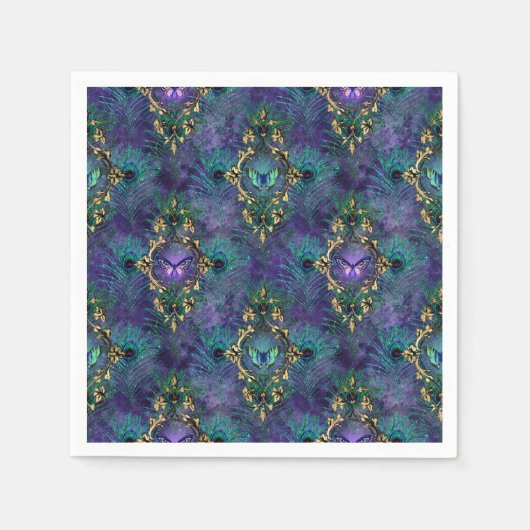 孔雀とバテフリの結婚供給ナプキン スタンダードカクテルナプキン (正面)