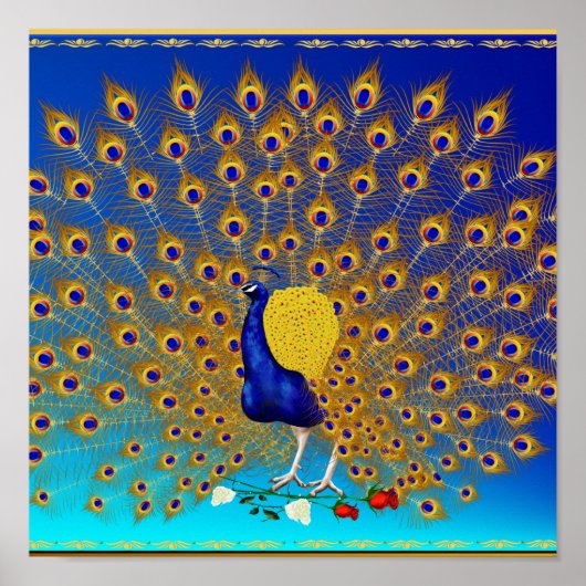 孔雀とバラワイドポスター ポスター (正面)
