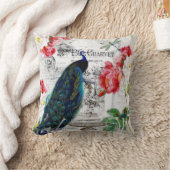 孔雀とバラ クッション (ブランケット)