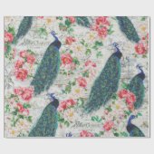 孔雀とバラ ラッピングペーパー (フラット)