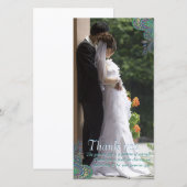 孔雀とパーズリーの結婚式のお礼の写真カード サンキューカード (正面/裏面)