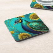 孔雀とヒマワリ懸命プラスチックコースター コースター (左側)