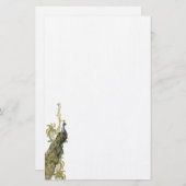 孔雀とフィリグリー文房具/レターヘッド 便箋 (正面/裏面)