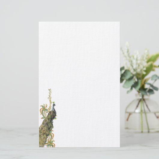 孔雀とフィリグリー文房具/レターヘッド 便箋 (スタンド正面)