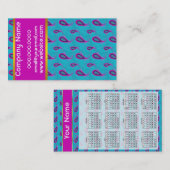 孔雀とマゼンタのペイズリーパターン 名刺 (正面/裏面)