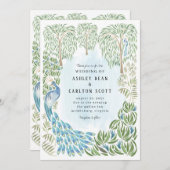 孔雀と嘆き柳の結婚式の招待 招待状 (正面/裏面)