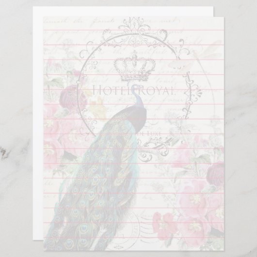 孔雀と春の花 (正面/裏面)