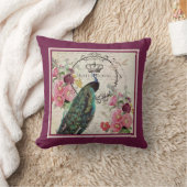 孔雀と春の花 クッション (ブランケット)