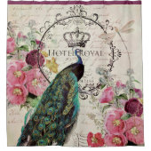 孔雀と春の花 シャワーカーテン (正面)