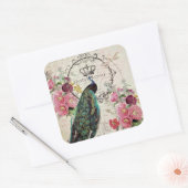 孔雀と春の花 スクエアシール (封筒)