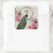 孔雀と春の花 スクエアシール (バッグ)