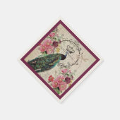 孔雀と春の花 スタンダードカクテルナプキン (角)